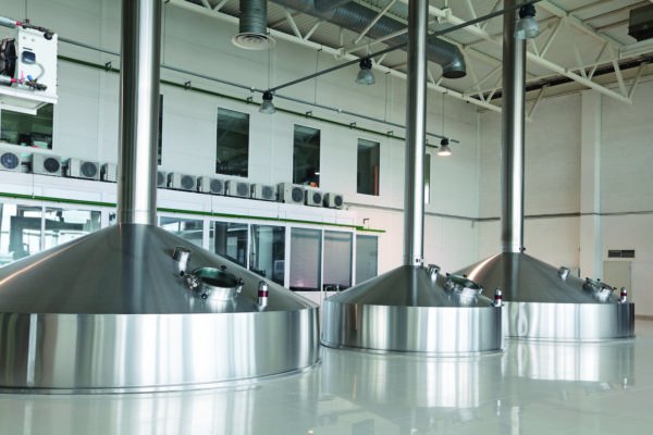 Brewing production - mash vats, the interior of the brewery,