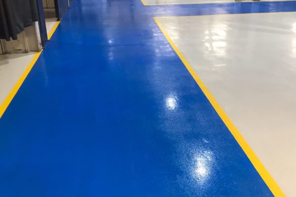 blue walkways grey flooring